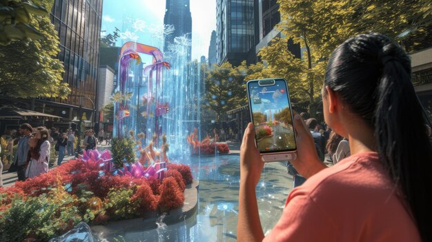 Eine AR-Augmented-Reality-Erfahrung, die digitale Objekte mit der realen Welt in atemberaubenden Details und Klarheit vermischt.