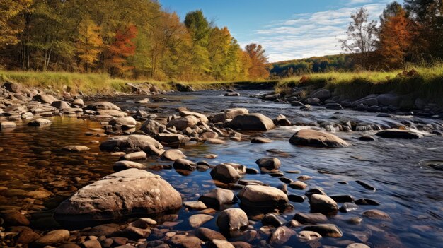 Eine atemberaubende Herbstlandschaft, ein Sumpfstrom in einem Wald