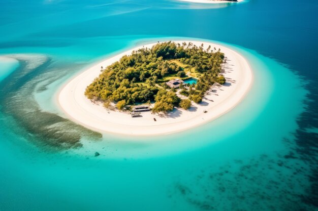 Eine atemberaubende tropische Insel, umgeben von kristallklarem blauem Wasser