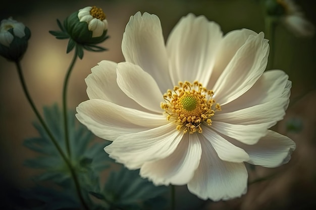 Eine atemberaubende weiße Blume wächst im Garten