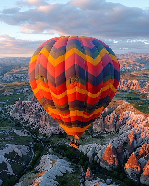 Foto eine aufregende morgenfahrt mit einem heißluftballon