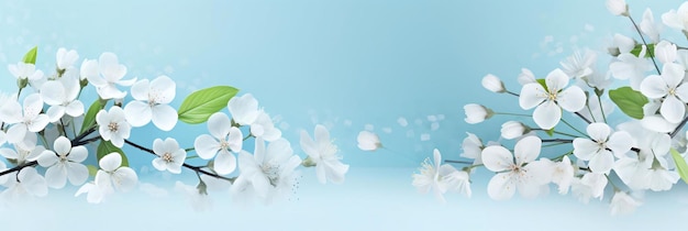 Eine außerirdische Frühlingslandschaft mit blühenden Blumen Banner mit leerem Raum