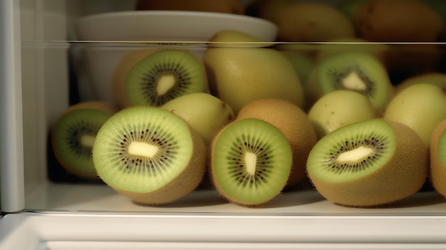 Foto eine auswahl an kiwis in einem kühlschrank