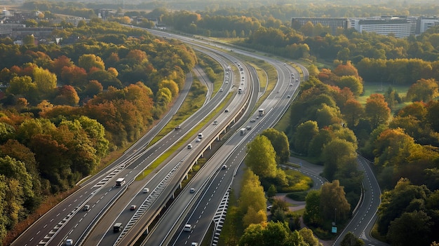 Foto eine autobahn mit autos darauf und eine autubahn mit einer autobahn im hintergrund