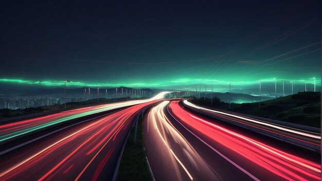 eine Autobahn mit einem grünen Licht, auf dem steht grünes Zitat