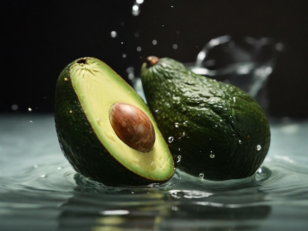 eine Avocado wird in eine Schüssel mit Wasser gegossen