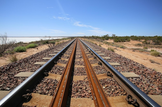 Eine Bahnstrecke mit dem Wort Rail darauf