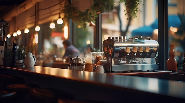 Foto eine bar mit einer kaffeemaschine auf der theke