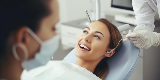 Foto eine behandlung von zahnarzt mit patienten lächeln zähne gesunde zähne zähne ikonen