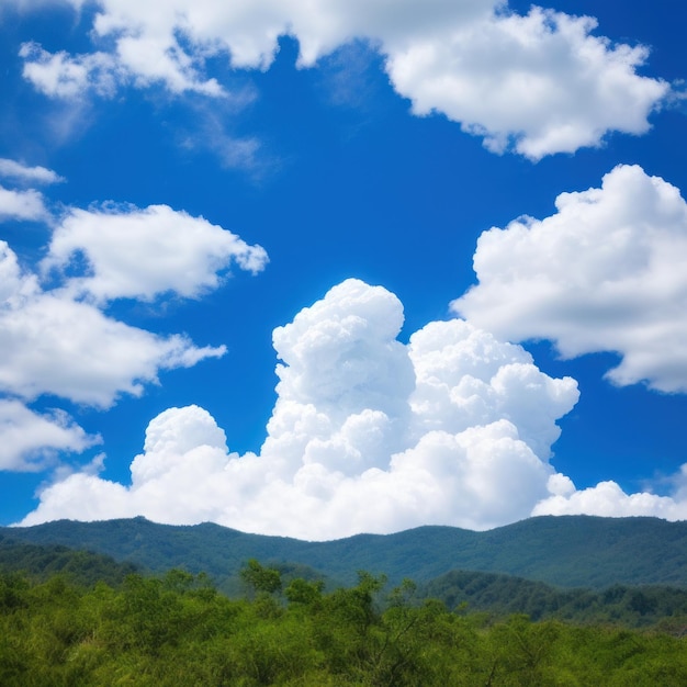 Eine Bergkette mit blauem Himmel und Wolken