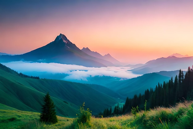 Eine Bergkette mit Wolken im Hintergrund