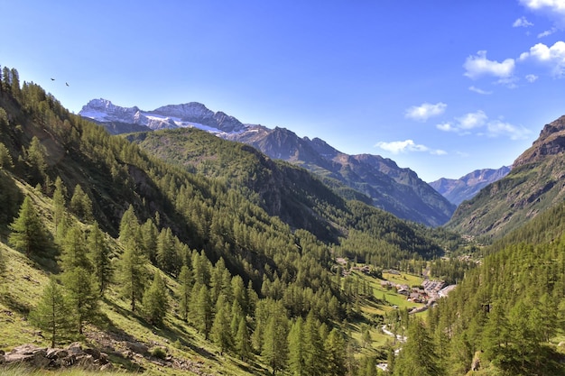 Eine Berglandschaft, durch die ein Fluss fließt