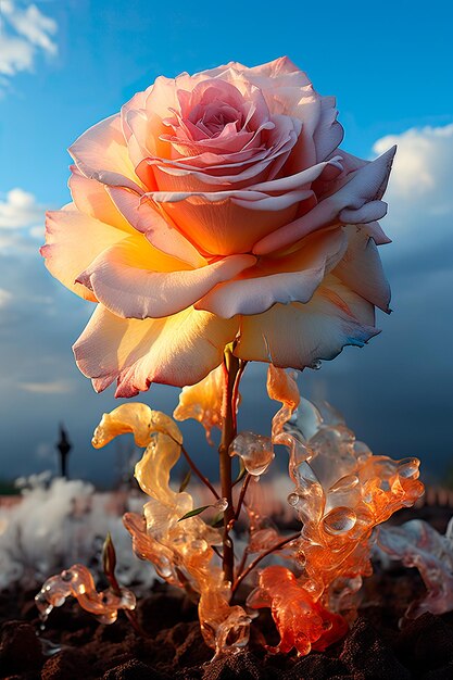 Eine berührende Szene entfaltet sich, als sich weiche rosa und blaue Töne verschmelzen