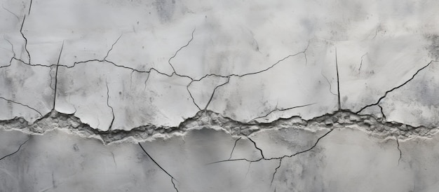 Eine beschädigte Betonoberfläche, die aufgrund eines Erdbebens mit grauem Zementmörtel bedeckt wurde