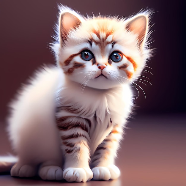 Eine bezaubernde 3D-Darstellung einer kleinen Katze
