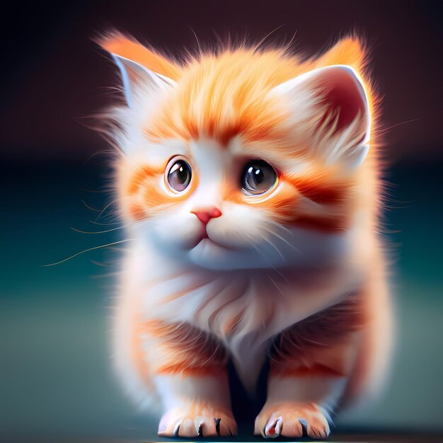 Eine bezaubernde 3D-Darstellung einer kleinen Katze