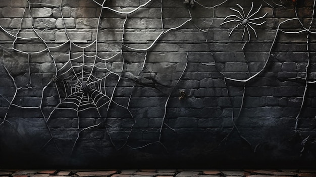 Eine bezaubernde Arafed-Wand, geschmückt mit einem komplizierten Spinnennetz und üppigen Reben, eine faszinierende generative KI...