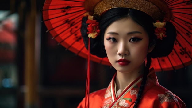 Eine bezaubernde koreanische Frau, die Schönheit und Eleganz ausstrahlt und die Anmut und das kulturelle Erbe Koreas repräsentiert. KI generiert