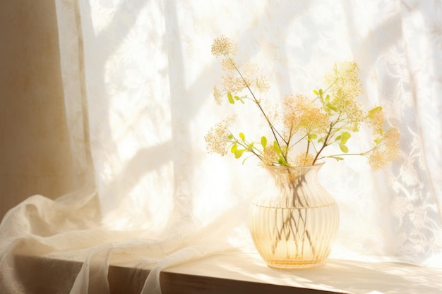 Eine bezaubernde Szene eines Herbstmorgens mit einem sanften Licht, das durch das Fenster filtert