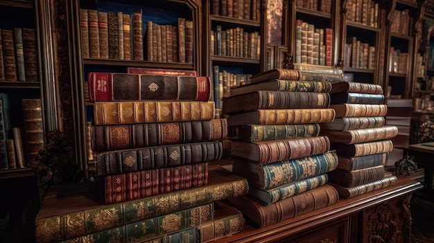 Eine Bibliothek mit vielen Büchern in den Regalen