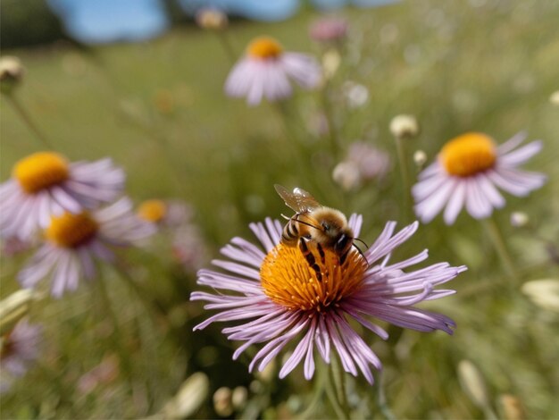 Eine Biene auf Wildblumen