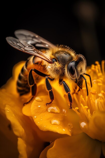 eine Biene sitzt auf einer Blume