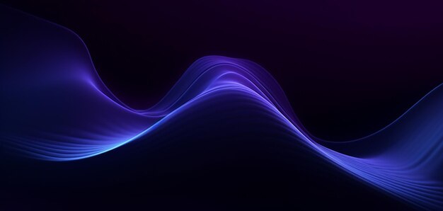 Eine blau-violette fließende Welle auf einem dunklen Hintergrund moderne Technologie Abstrakt Hintergrund Generative KI