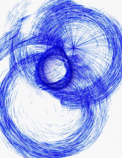 Eine blaue abstrakte Zeichnung eines Kreises mit dem Wort „darauf“