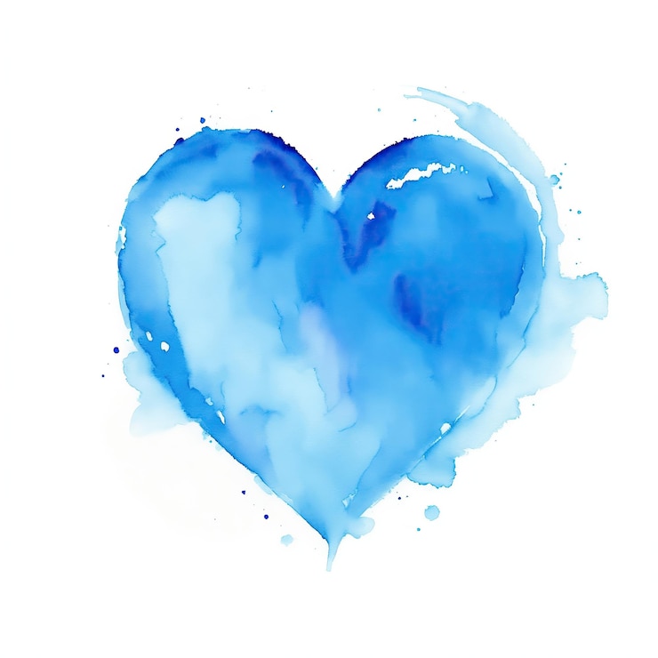 Foto eine blaue aquarell-herzform auf weißem hintergrund