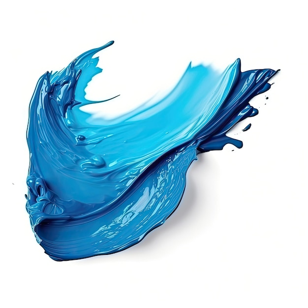 eine blaue Farbe spritzt von einer weißen Oberfläche
