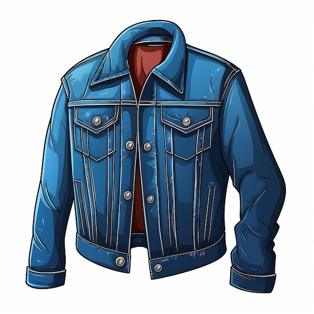 eine blaue Jeansjacke mit rotem Kragen