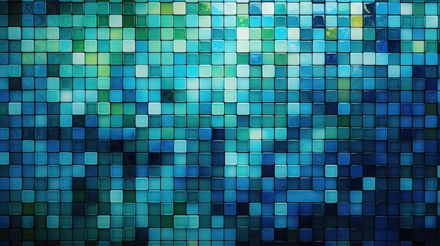 Eine blaue Mosaikfliese mit grünem Hintergrund