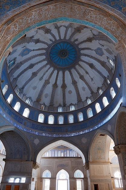 Foto eine blaue moschee mit einem weißen kuppel und einem weißen kuppel in der mitte