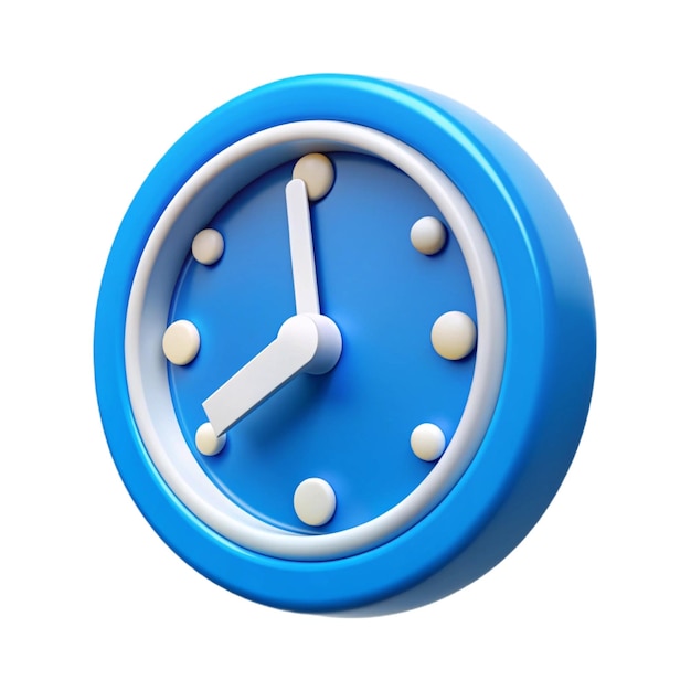 eine blaue Uhr mit einem weißen Gesicht, auf der steht: Die Uhrzeit ist zehn Uhr