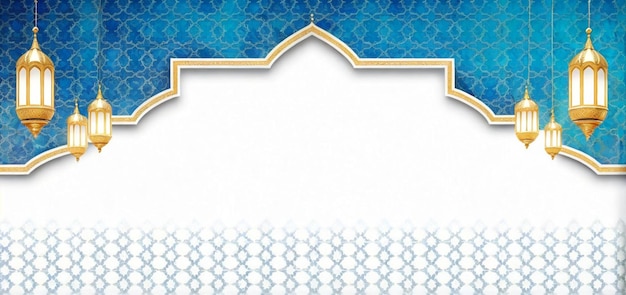 eine blaue Wand mit einem blauen und goldenen Design in der Mitte