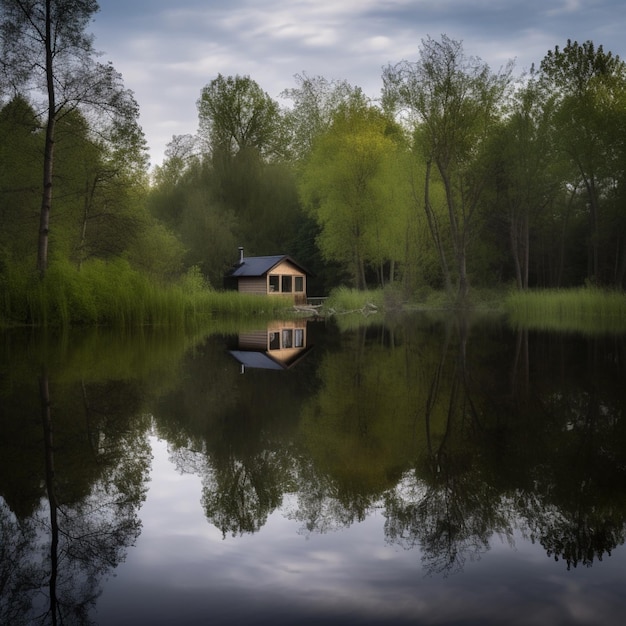 Foto eine blockhütte im wald