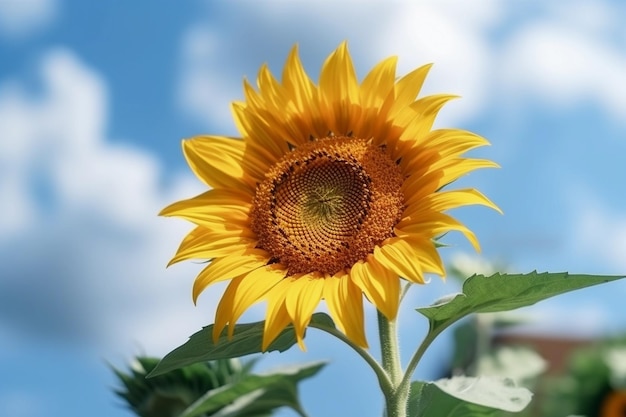 Eine blühende Sonnenblume mit leuchtend gelben Blütenblättern