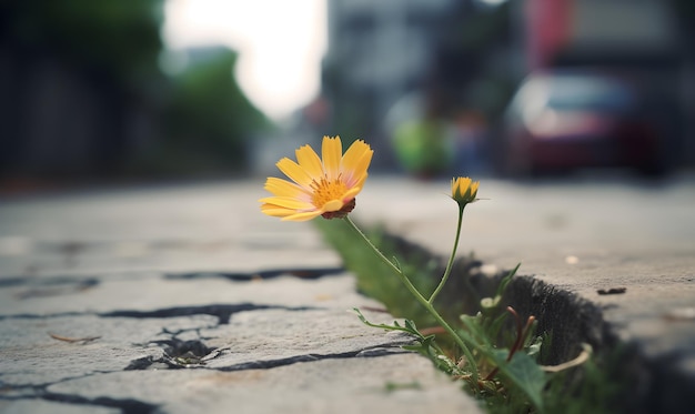 Eine Blume auf der Straße