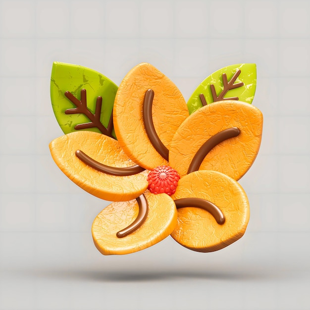 Eine Blume aus Früchten mit dem Wort Papaya darauf