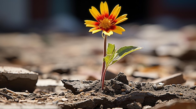 Foto eine blume, die aus dem boden wächst