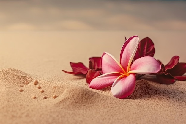 Foto eine blume frangipani auf dem sand