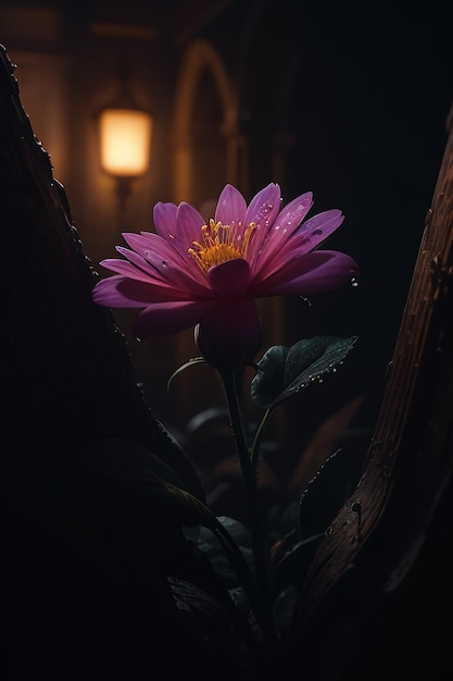 Eine Blume im Dunkeln