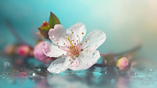 Eine Blume im Regen