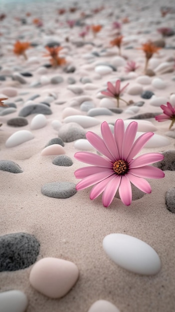 Eine Blume im Sand