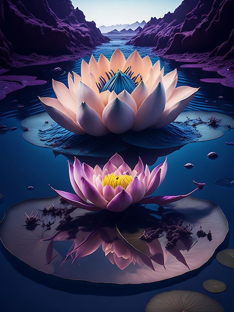 Eine Blume im Wasser Hintergrund Wallpaper Generative Ai