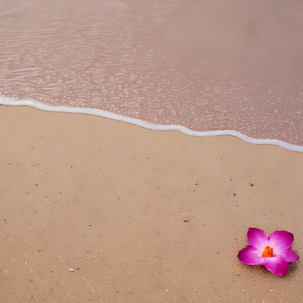 eine Blume ist am Strand im Sand