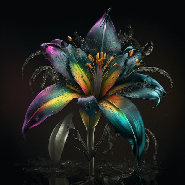 Eine Blume mit dunklem Hintergrund und ein dunkler Hintergrund mit einer Blume in der Mitte.