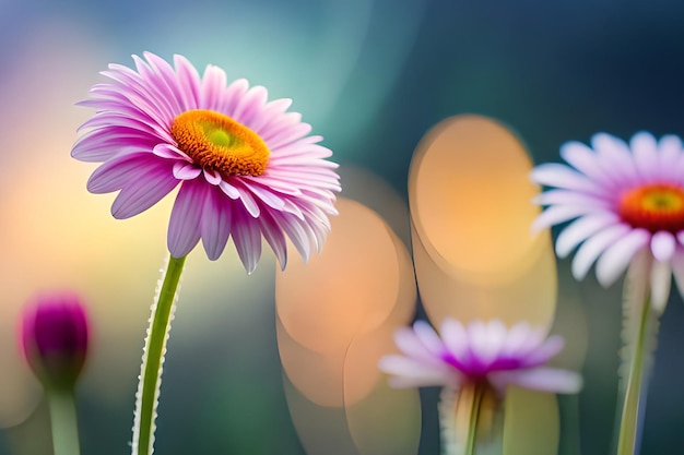 Eine Blume mit einem gelben Zentrum und einem rosa Zentrum