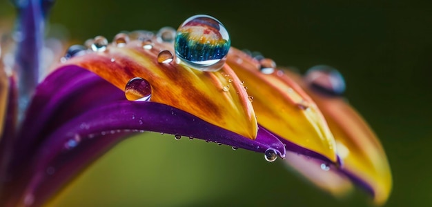 Eine Blume mit einem Spiegelbild der Sonne darauf