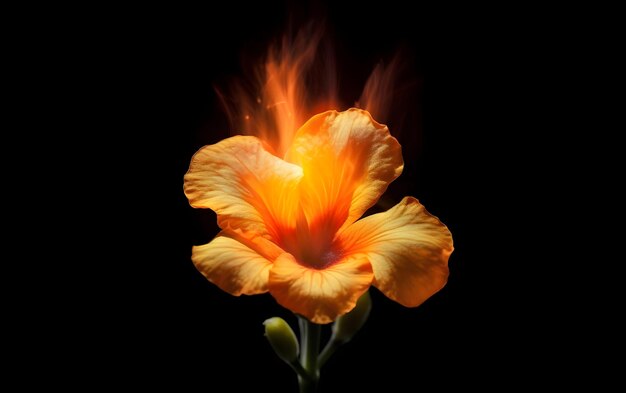 Eine Blume mit einer Flamme darauf